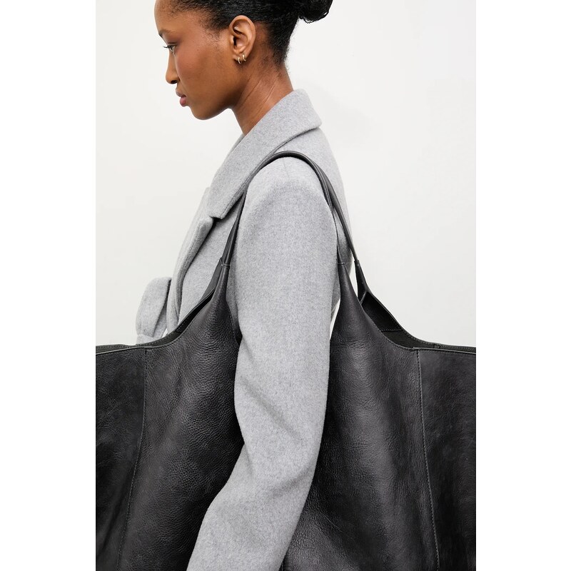 Vlněný kabát Answear.LAB černá barva, dvouřadový