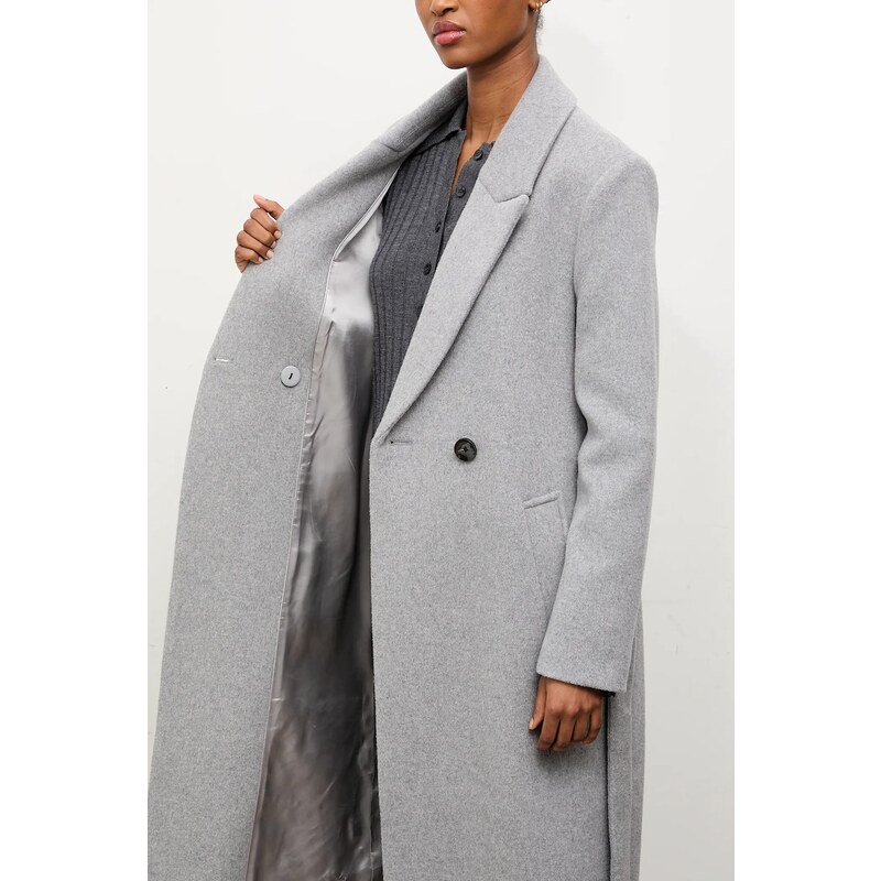 Vlněný kabát Answear.LAB černá barva, dvouřadový