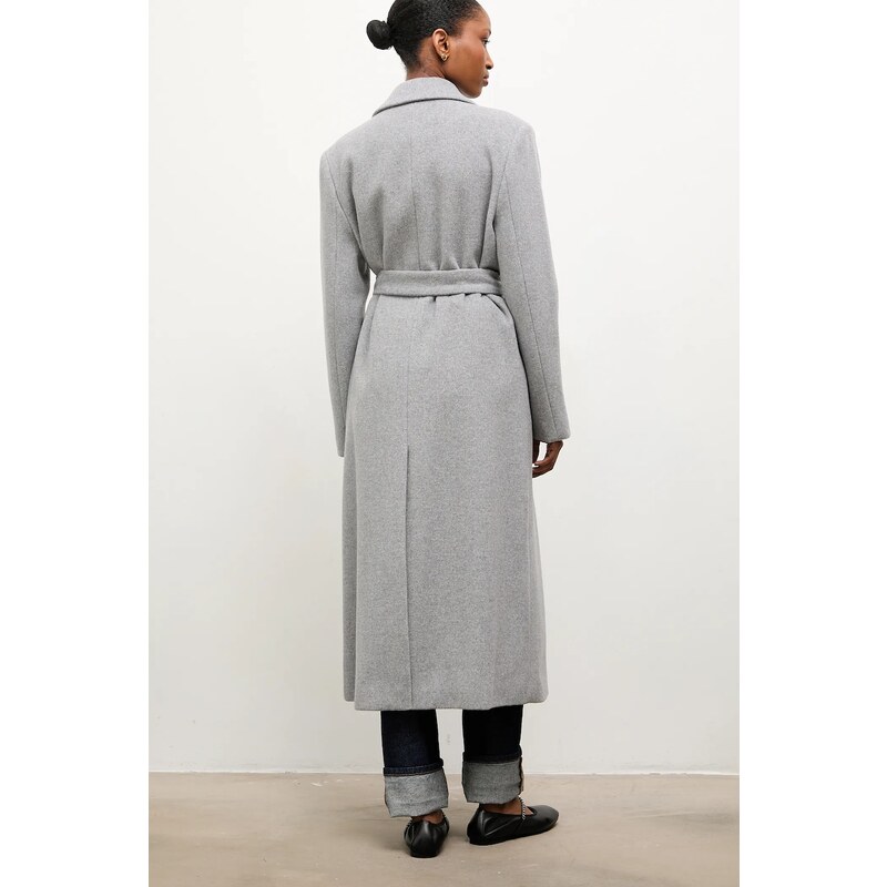 Vlněný kabát Answear.LAB černá barva, dvouřadový