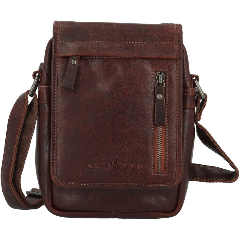Green Wood Trendy pánská kožená crossbody taška GW Oktavián,