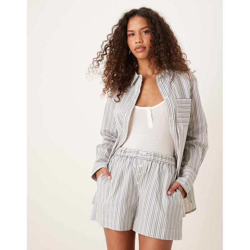 TALA poplin shorts in blue stripe-Grey 113262201
