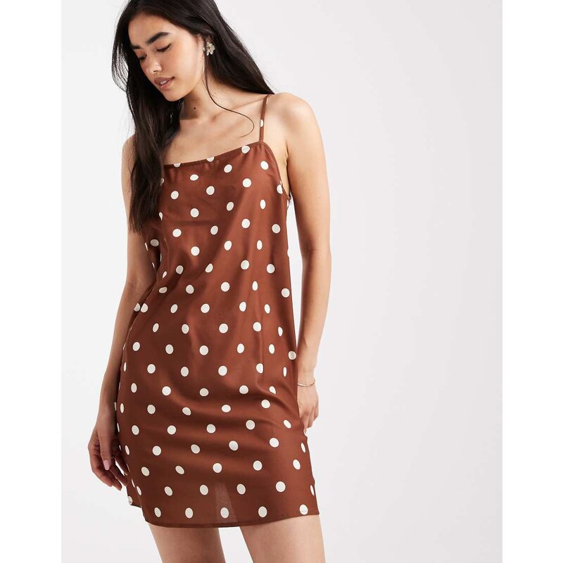 Vero Moda linen touch throw on mini dress in polka dot print-Multi 107737862