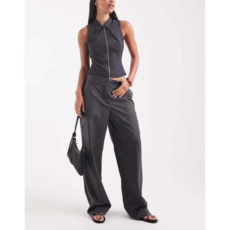 Vero Moda tailored pleat front wide leg trouser with adjustable