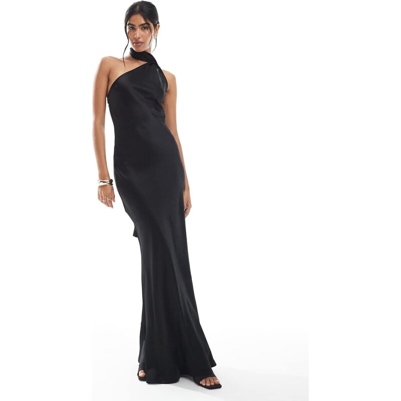 Maids to Measure Bridesmaid one shoulder scarf maxi dress in