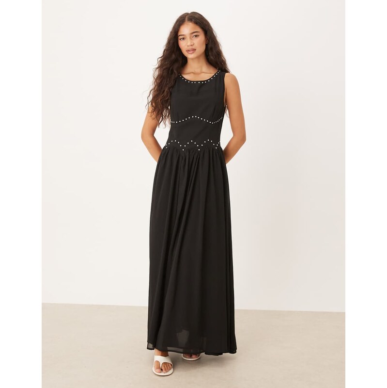 Never Fully Dressed studded maxi dress in black