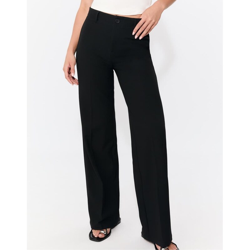 Stradivarius Wide-leg formal wear trousers in black