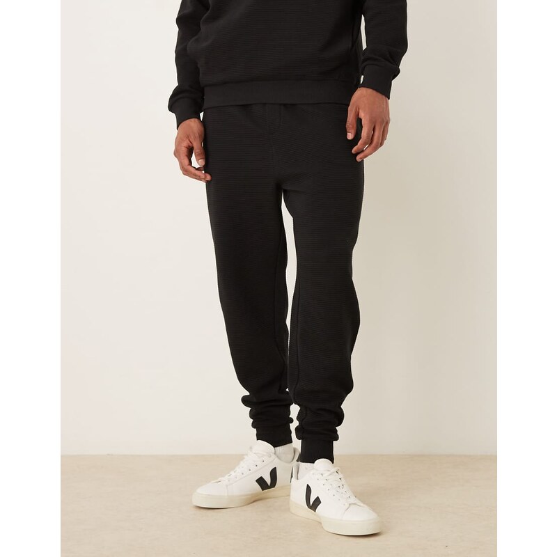 ASOS DESIGN tapered jogger co-ord with ribbed cuff in black