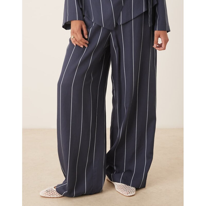 ASOS DESIGN wide leg trousers co-ord in blue stripe