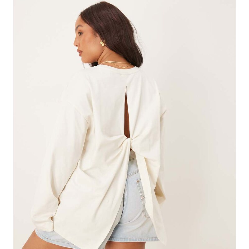 ASOS Curve ASOS DESIGN Curve twist back detail long sleeve tee in 108054397