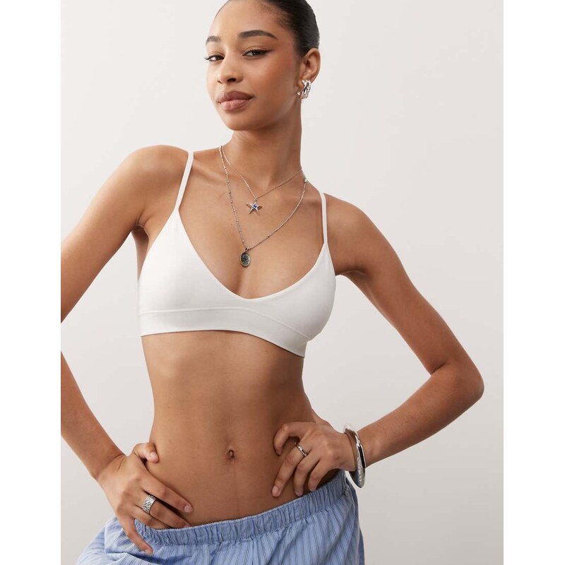 Weekday soft seamless triangle bra in off-white 113433582