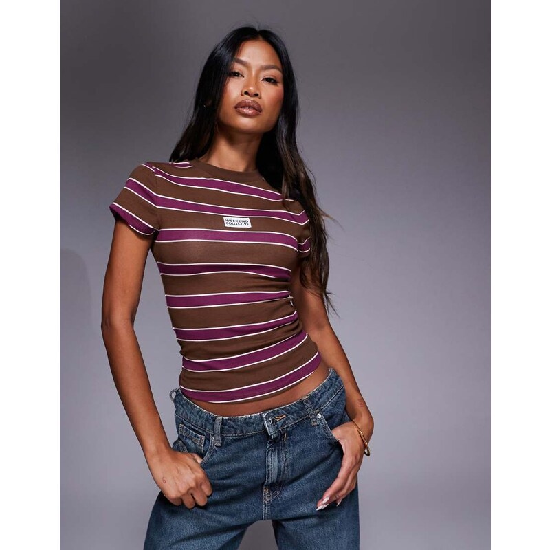 ASOS Weekend Collective Weekend Collective baby tee in chocolate and 107743940