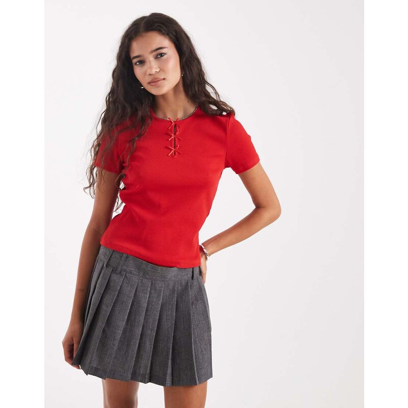 ONLY bow details t-shirt in red