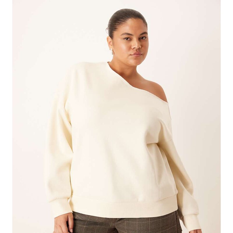 ASOS Curve ASOS DESIGN Curve off shoulder brushback sweatshirt