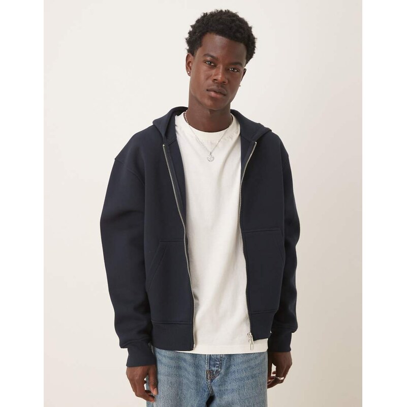 ASOS DESIGN heavyweight relaxed boxy zip through hoodie in scuba