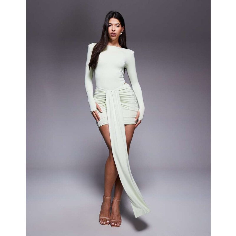 Wanderdoll Nara sculpting second skin drape front mini skirt co-ord in 114976924