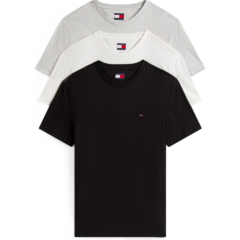 Tommy Jeans Tričko světle šedá / černá / bílá