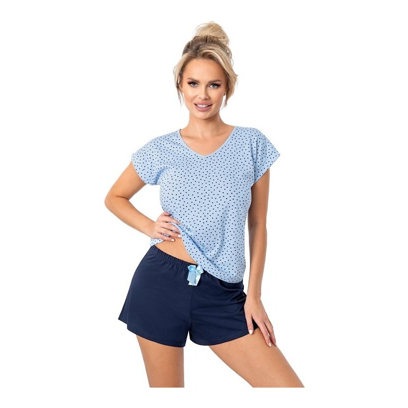 pyžamo dámské Star short - tm. modrá (Donna) 107748093