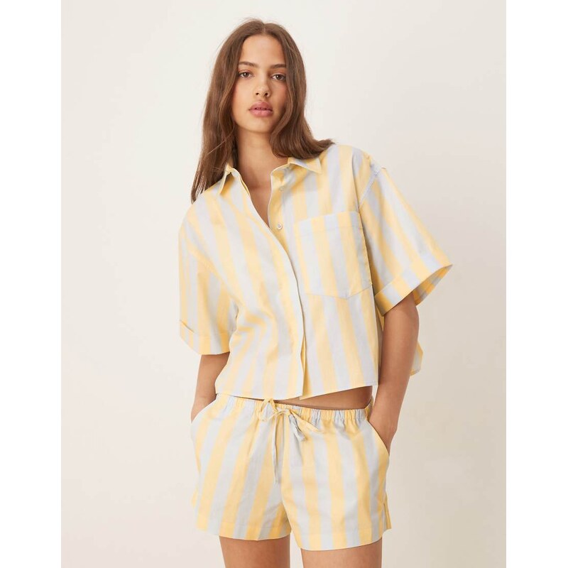 ASOS DESIGN mix & match woven stripe oversized short sleeve pyjama 111021803