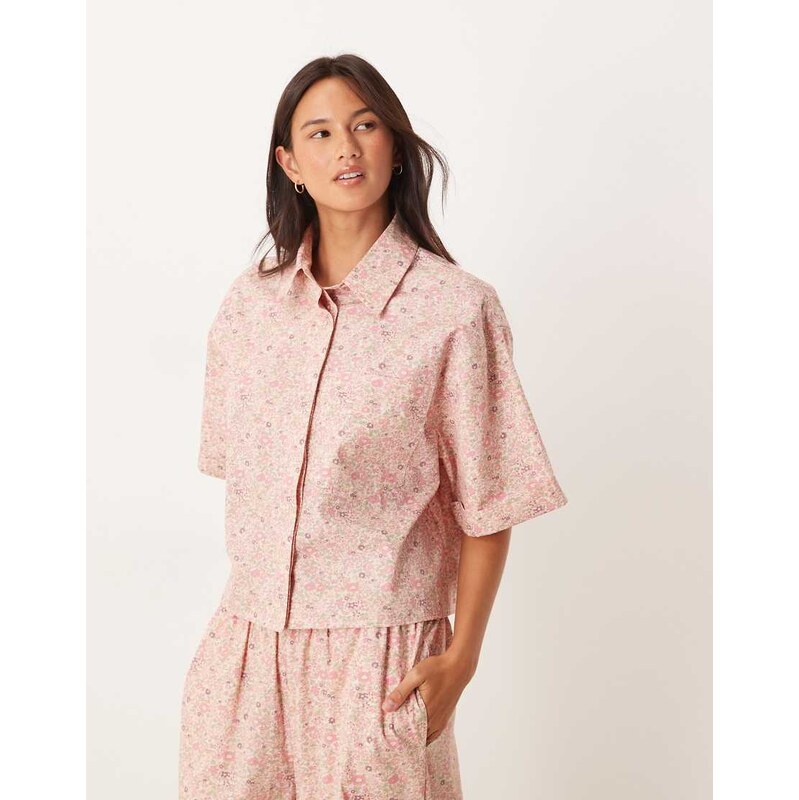 ASOS DESIGN Georgie mix & match woven shirt in vintage ditsy print-No 115511773