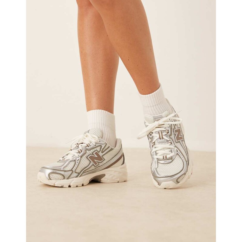 New Balance 740 unisex trainers in white, silver and beige