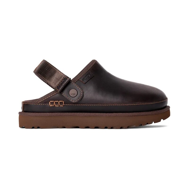 UGG Kožené pantofle UGG Goldenstar Clog Lthr Regen