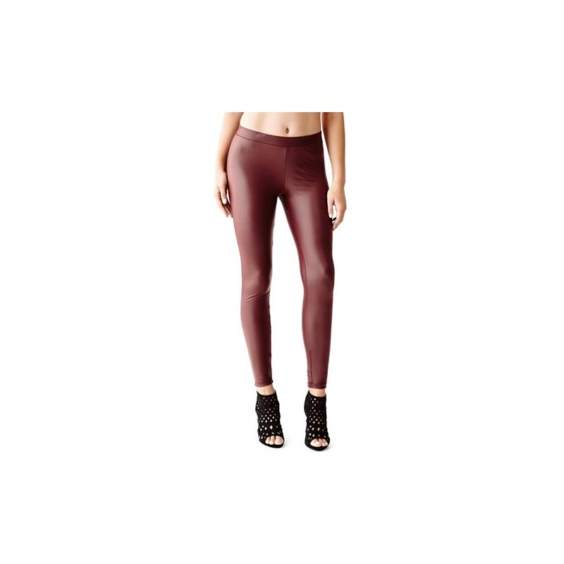 Legíny Guess Florentina Faux-Leather Leggings vínové