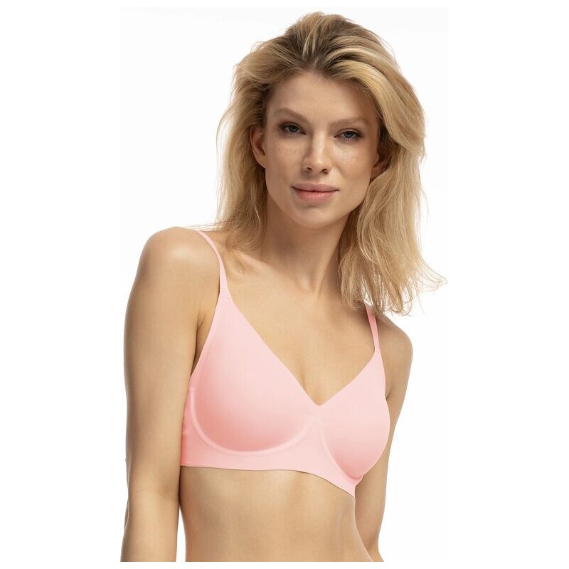 Julimex Bezešvá podprsenka s kosticemi Simple T-Shirt Bra růžová