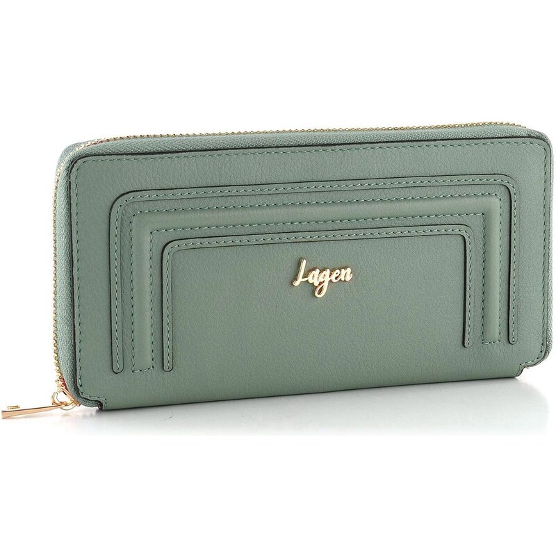 Lagen Luxusní kožená peněženka/penál Light Green BLC/5591/922 107763244
