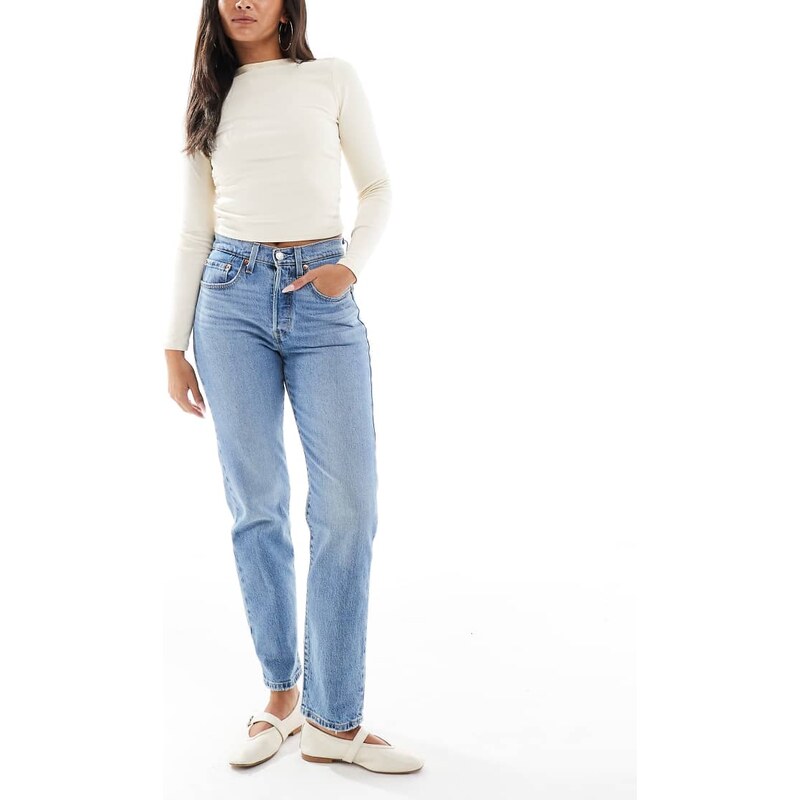 Levis 501 straight jeans in mid blue