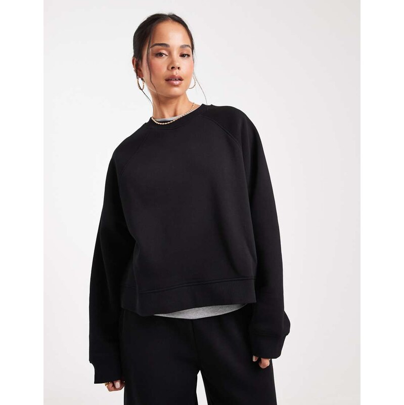 ASOS DESIGN oversized brushback sweatshirt with raglan detail in black 107765162
