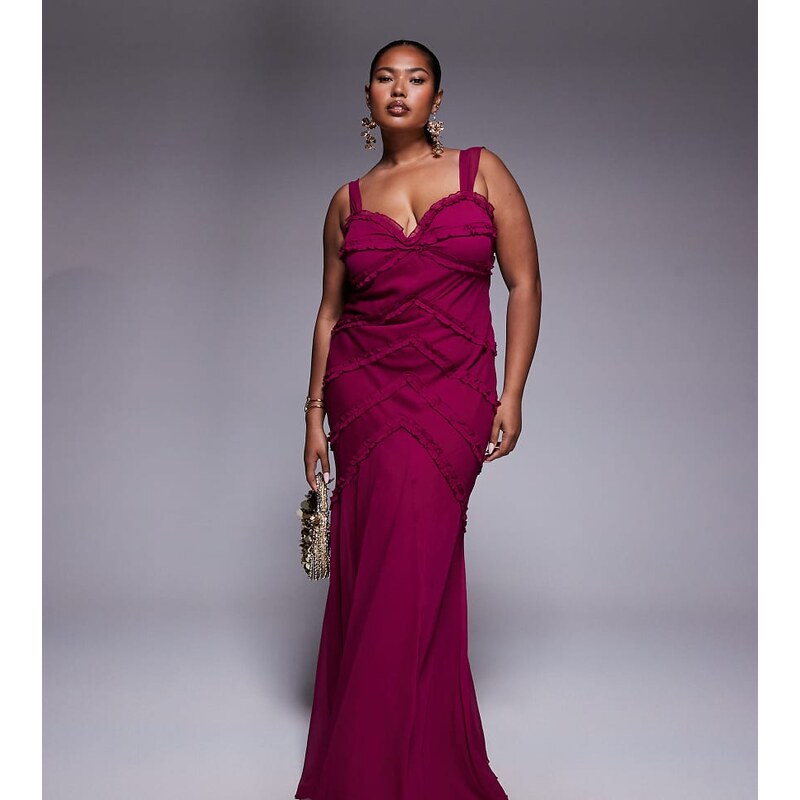 ASOS Curve ASOS DESIGN Curve cami ruffle detail maxi dress in 107777375