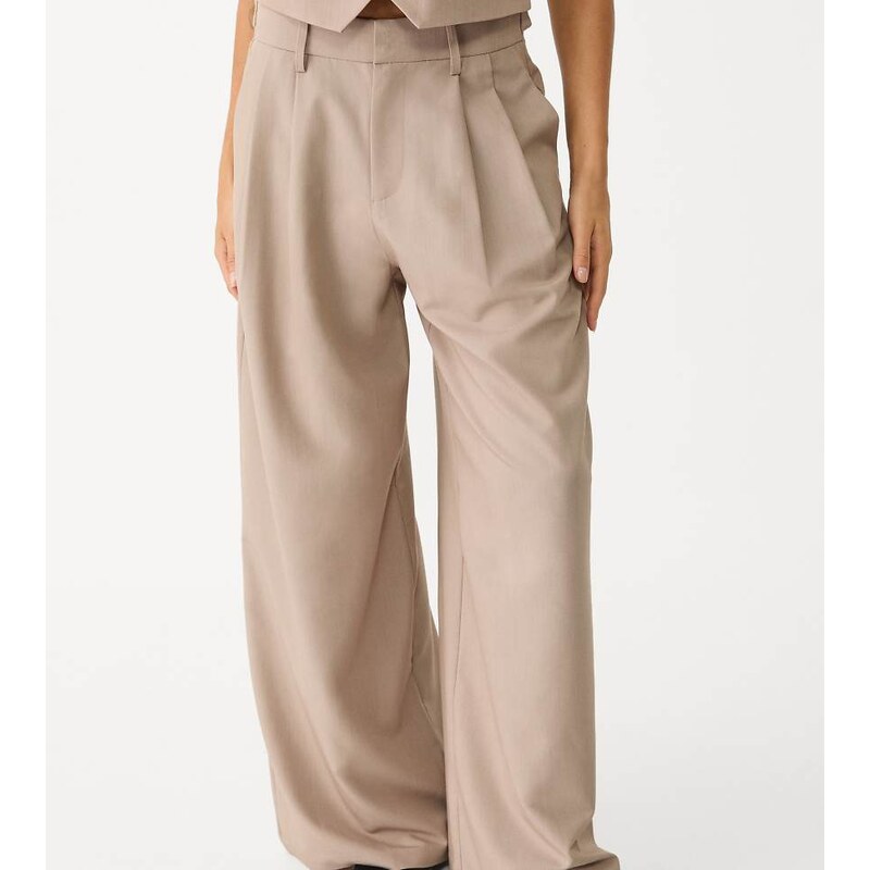 Stradivarius Tall super wide-leg adjustable trousers in brown