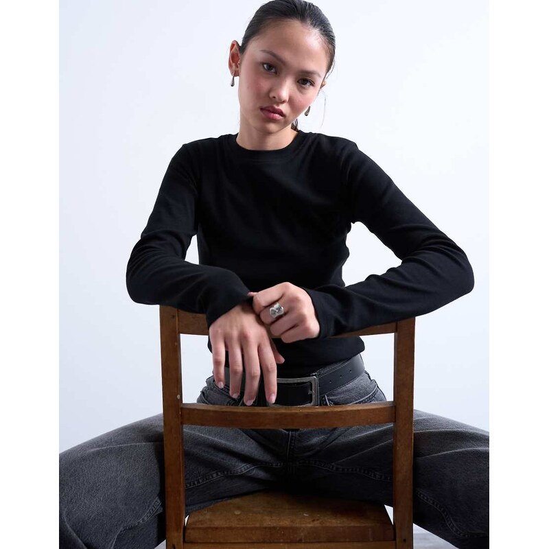 Topshop long sleeve everyday tee in black 115743823