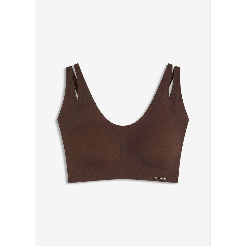 bonprix Bezešvý vatovaný podprsenkový top Feel Comfort hnědá Žena 107770346