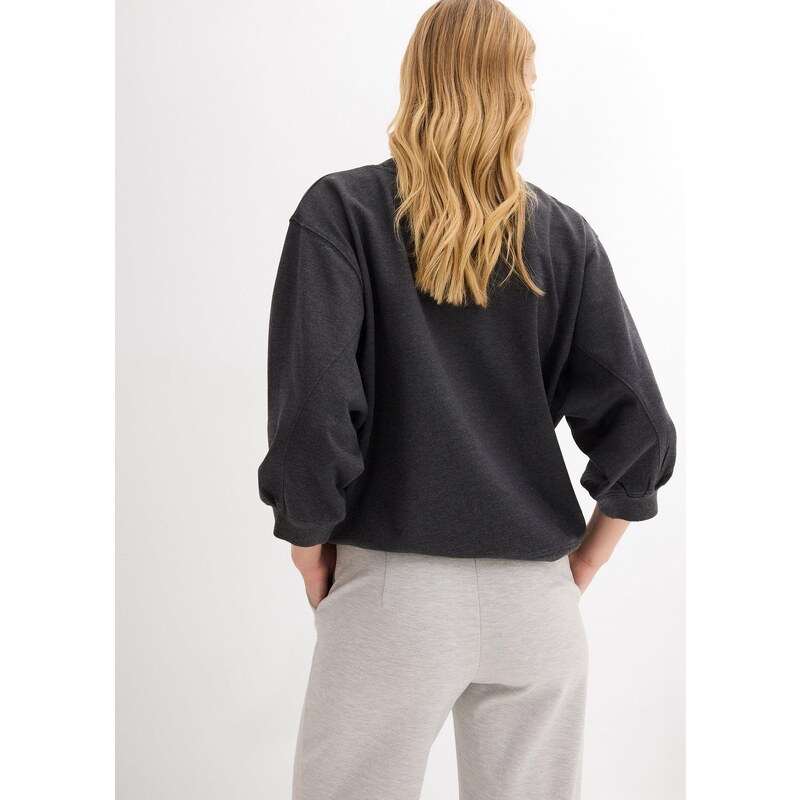 bonprix Oversize mikina z čisté bavlny Šedá