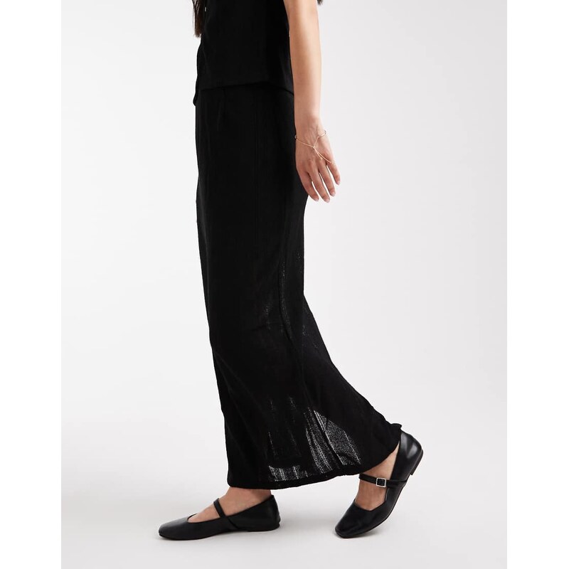 Vero Moda self stripe knitted skirt co-ord in black