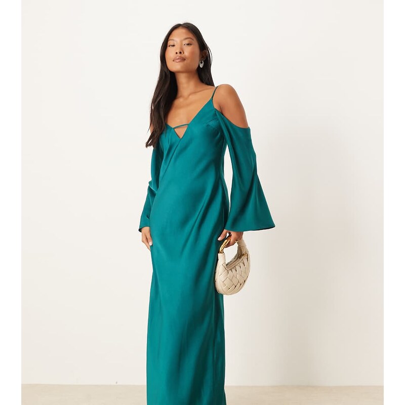 ASOS Petite ASOS DESIGN Petite satin long sleeve fallen shoulder cami 107777427