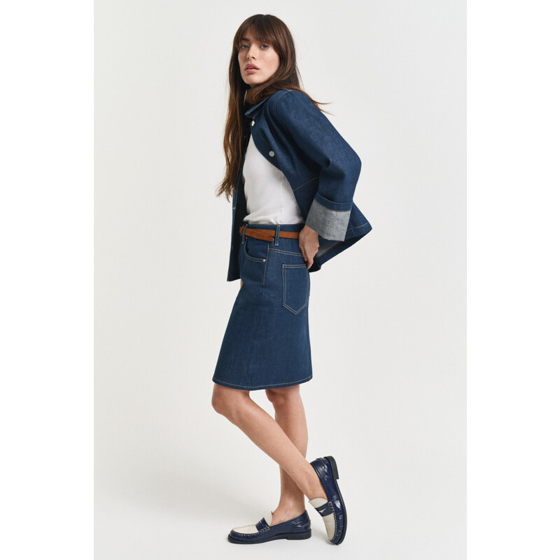 SUKNĚ GANT DENIM SKIRT MID BLUE
