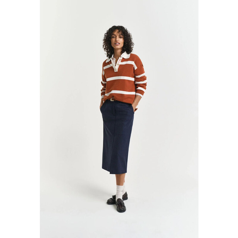 SUKNĚ GANT PINSTRIPE MIDI SKIRT EVENING BLUE