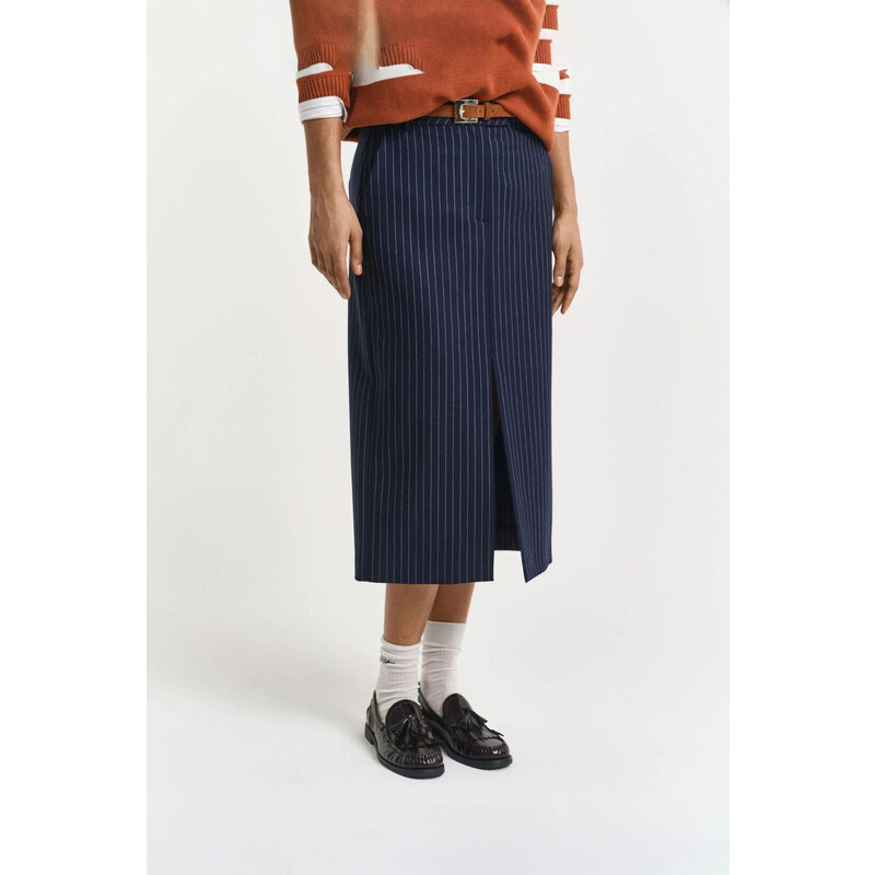 SUKNĚ GANT PINSTRIPE MIDI SKIRT EVENING BLUE