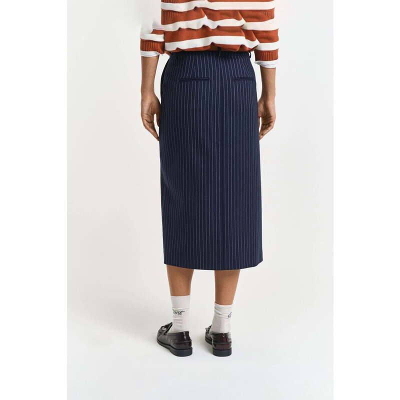 SUKNĚ GANT PINSTRIPE MIDI SKIRT EVENING BLUE