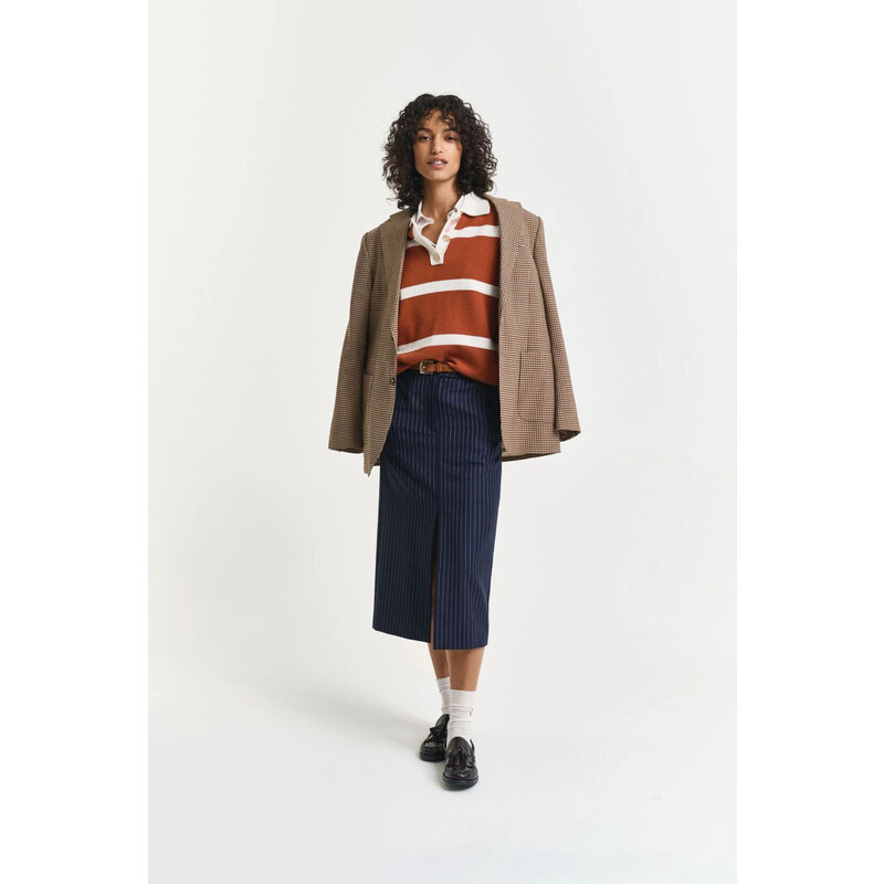 SUKNĚ GANT PINSTRIPE MIDI SKIRT EVENING BLUE