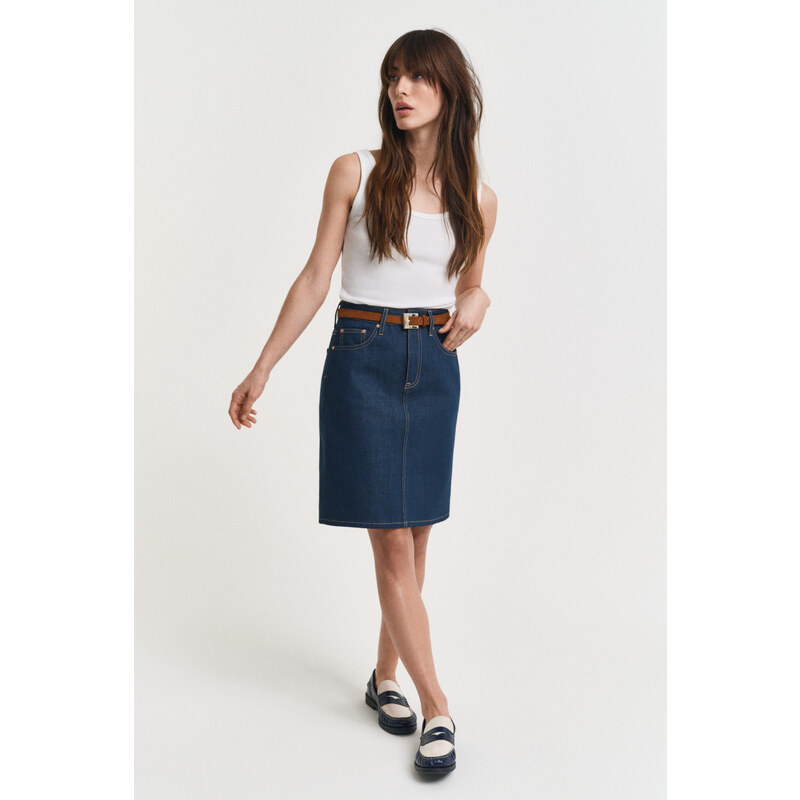 SUKNĚ GANT DENIM SKIRT MID BLUE