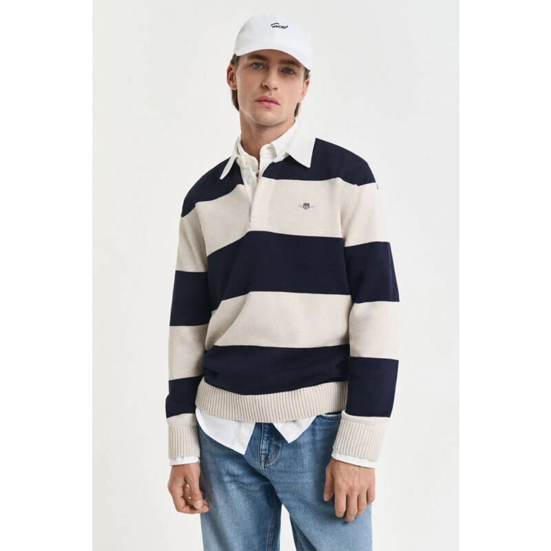 SVETR GANT BARSTRIPED POLO EVENING BLUE