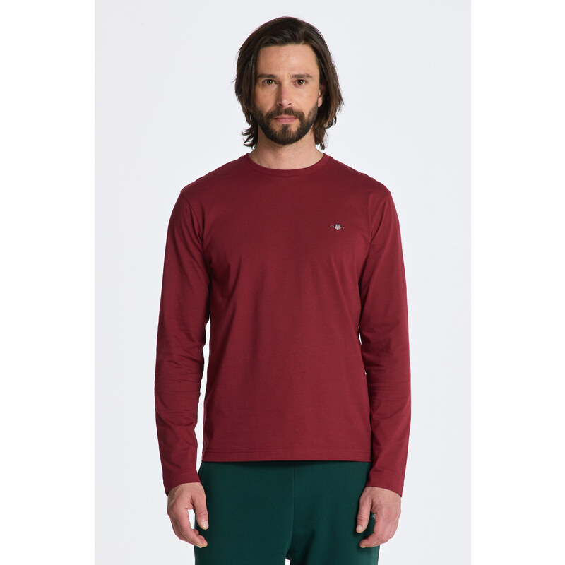 TRIČKO GANT REG SHIELD LS T-SHIRT PLUMPED RED
