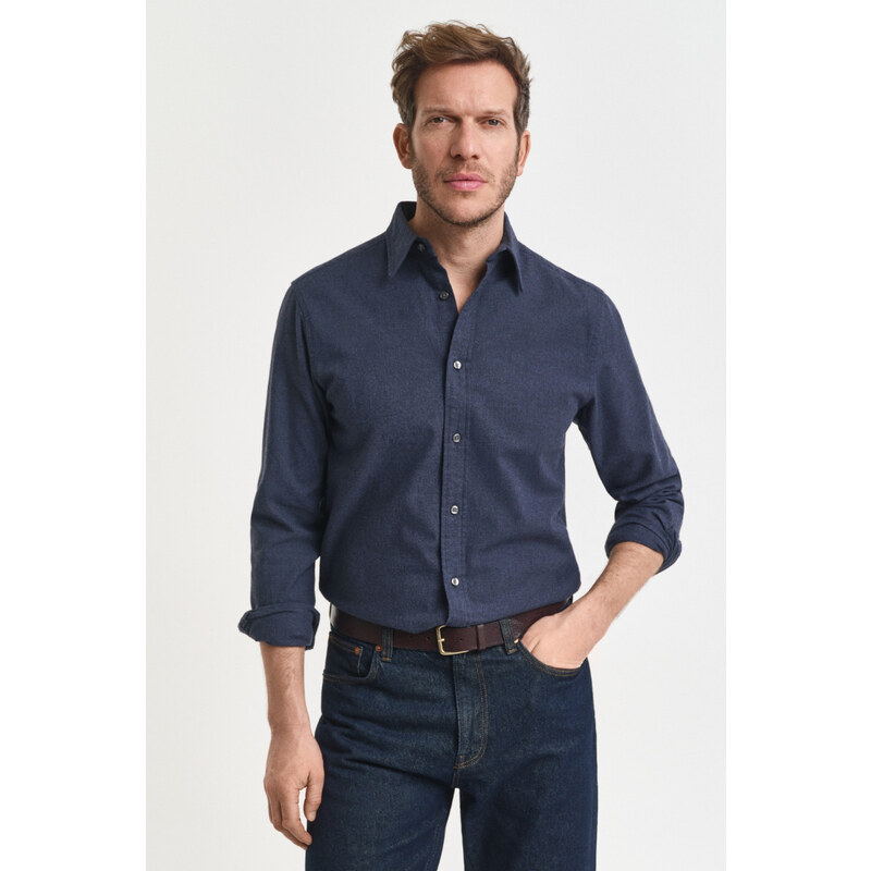 KOŠILE GANT REG FLANNEL MELANGE SHIRT DARK INDIGO MELANGE