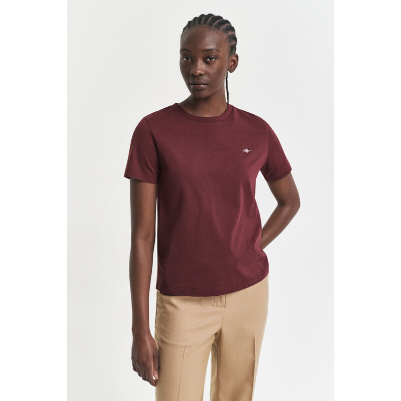 TRIČKO GANT REG SHIELD SS T-SHIRT PLUM WINE