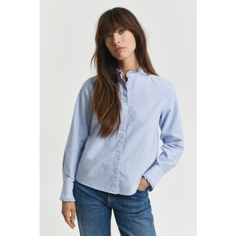 HALENKA GANT REG CLASSIC OXFORD FRILL BLOUSE LIGHT BLUE