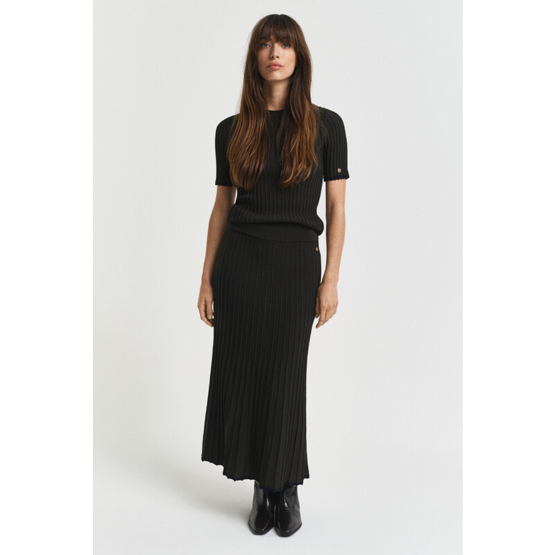 SUKNĚ GANT CONTRAST RIBBED KNIT SKIRT GREEN LAGOON