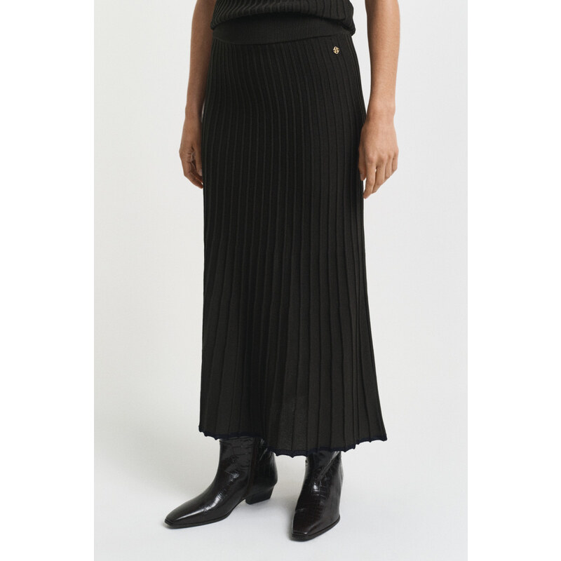 SUKNĚ GANT CONTRAST RIBBED KNIT SKIRT GREEN LAGOON